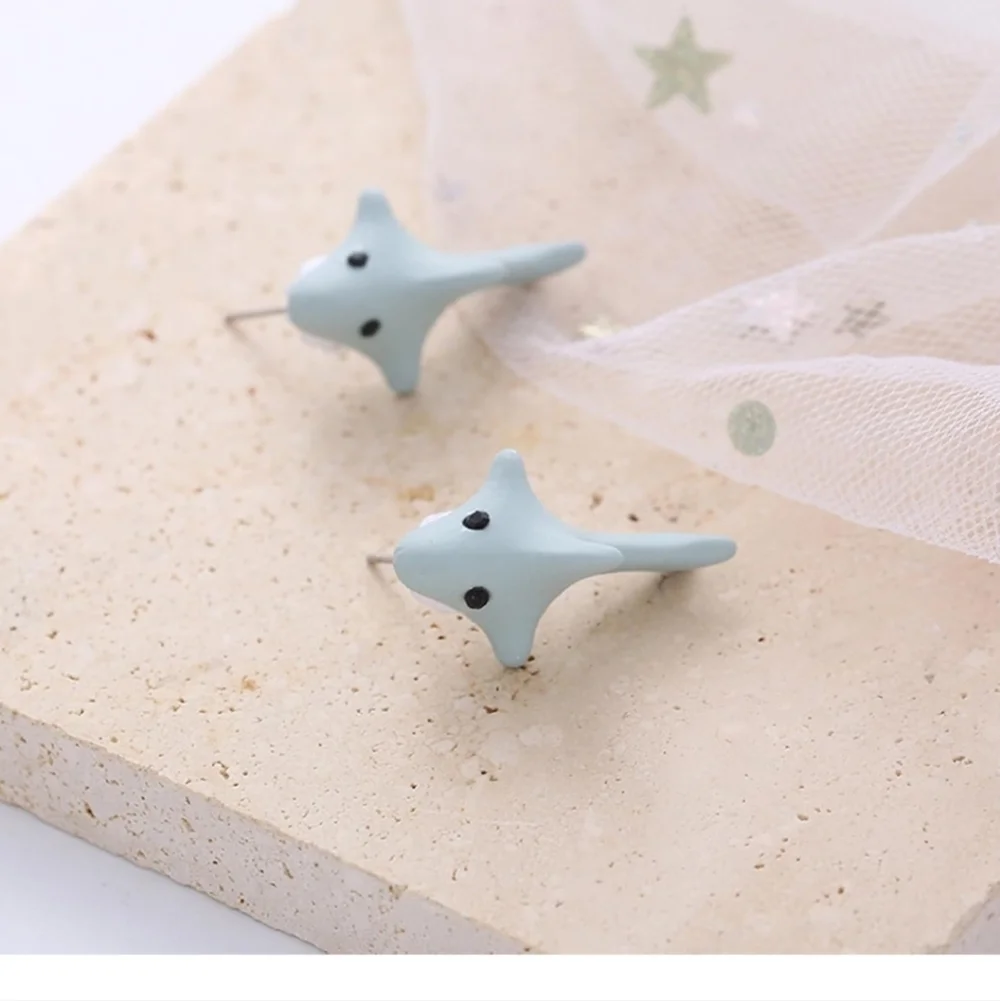 Cute Blue Shark Earrings